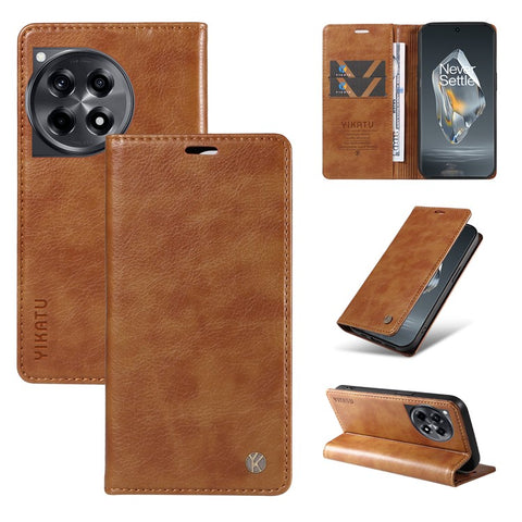 YIKATU YK-006 For OnePlus 12R 5G / Ace 3 5G Case Leather Wallet Phone Case Magnetic Closing