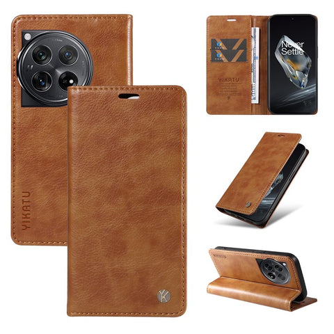 YIKATU YK-006 For OnePlus 12 5G Wallet Case Magnetic Closing Leather Phone Cover