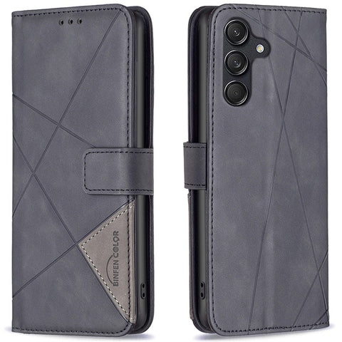 BINFEN COLOR For Samsung Galaxy M55 5G / C55 5G / F55 5G Phone Cases Wallet Stand Geometry Imprint Leather Cover