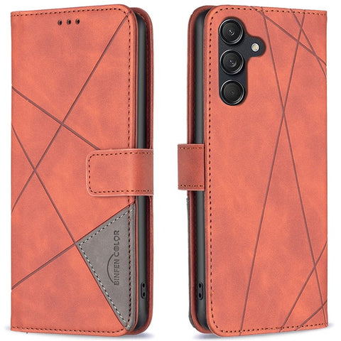 BINFEN COLOR For Samsung Galaxy M55 5G / C55 5G / F55 5G Phone Cases Wallet Stand Geometry Imprint Leather Cover
