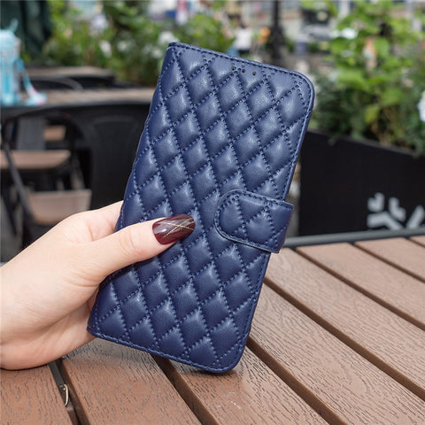 BINFEN COLOR BF Style-14 For Samsung Galaxy M55 5G / C55 5G / F55 5G Phone Case Rhombus Grid Wallet Leather Cover