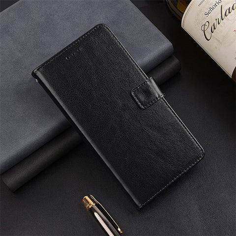 IDEWEI For Samsung Galaxy M55 5G / C55 5G / F55 5G Case PU Leather Folio Stand View Phone Cover Crazy Horse Texture