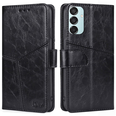 Wallet Case for Samsung Galaxy M15 5G Phone Cover Imprint Geometric Splicing Stand Shell