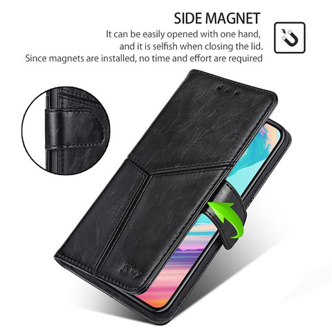 Wallet Case for Samsung Galaxy M15 5G Phone Cover Imprint Geometric Splicing Stand Shell