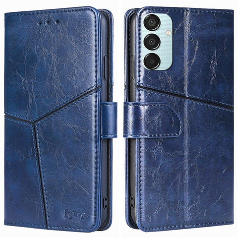 Wallet Case for Samsung Galaxy M15 5G Phone Cover Imprint Geometric Splicing Stand Shell