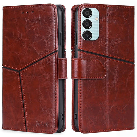 Wallet Case for Samsung Galaxy M15 5G Phone Cover Imprint Geometric Splicing Stand Shell