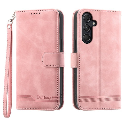 DIERFENG DF-03 For Samsung Galaxy M55 5G / C55 5G / F55 5G Wallet Case Lines Imprinted Leather Phone Cover