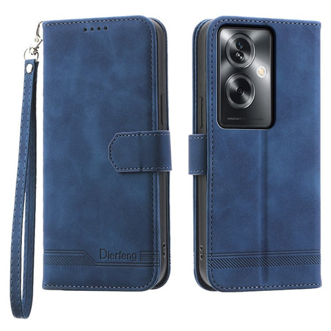 DIERFENG DF-03 Phone Stand Cover for Oppo A2 5G / A79 5G Shell Lines Imprinted Leather Case