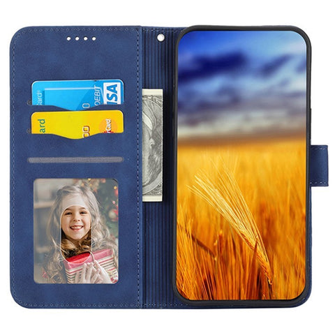 DIERFENG DF-03 Phone Stand Cover for Oppo A2 5G / A79 5G Shell Lines Imprinted Leather Case