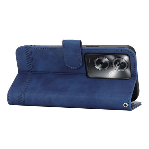 DIERFENG DF-03 Phone Stand Cover for Oppo A2 5G / A79 5G Shell Lines Imprinted Leather Case