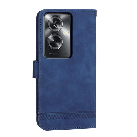 DIERFENG DF-03 Phone Stand Cover for Oppo A2 5G / A79 5G Shell Lines Imprinted Leather Case