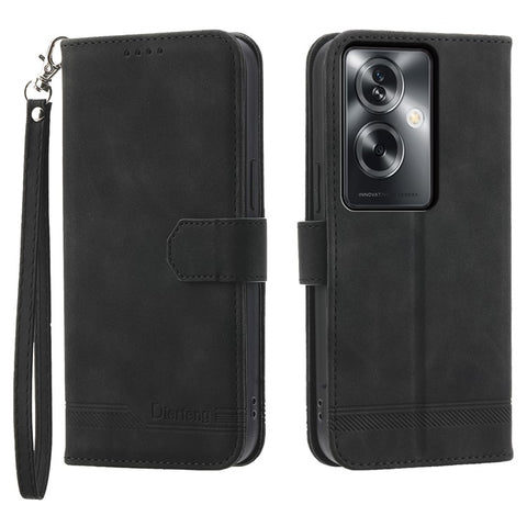 DIERFENG DF-03 Phone Stand Cover for Oppo A2 5G / A79 5G Shell Lines Imprinted Leather Case