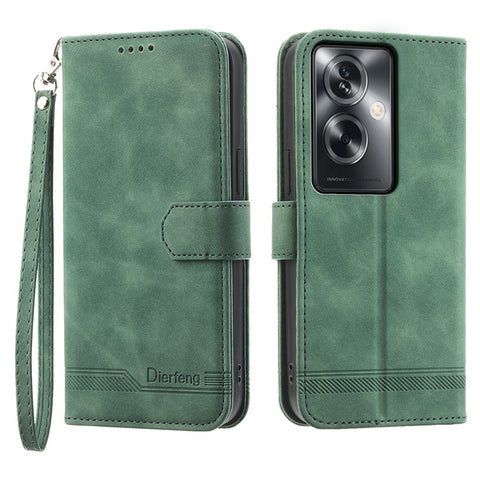 DIERFENG DF-03 Phone Stand Cover for Oppo A2 5G / A79 5G Shell Lines Imprinted Leather Case
