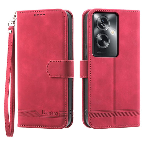 DIERFENG DF-03 Phone Stand Cover for Oppo A2 5G / A79 5G Shell Lines Imprinted Leather Case