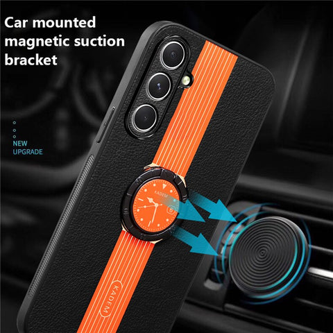 KADEM For Samsung Galaxy M55 5G / C55 5G / F55 5G Case with Finger Ring Holder PU Leather Coated Acrylic+TPU Phone Cover