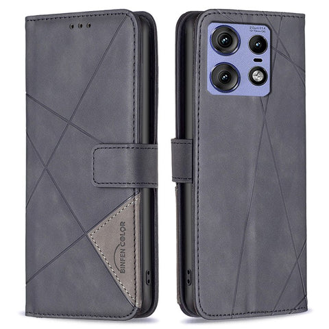 BINFEN COLOR For Motorola Edge 50 Pro 5G Phone Cases Wallet Stand Geometry Imprint Leather Cover