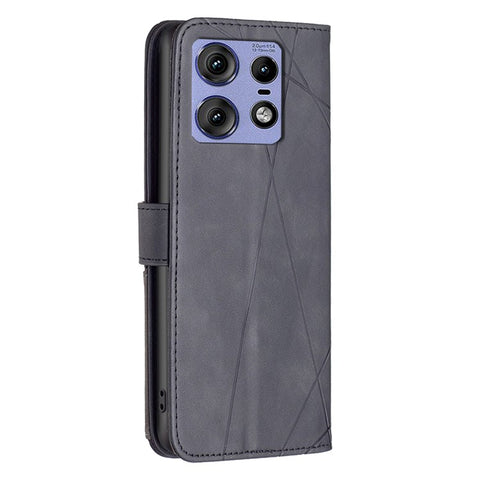 BINFEN COLOR For Motorola Edge 50 Pro 5G Phone Cases Wallet Stand Geometry Imprint Leather Cover