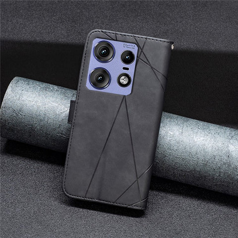 BINFEN COLOR For Motorola Edge 50 Pro 5G Phone Cases Wallet Stand Geometry Imprint Leather Cover