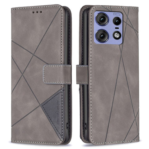 BINFEN COLOR For Motorola Edge 50 Pro 5G Phone Cases Wallet Stand Geometry Imprint Leather Cover