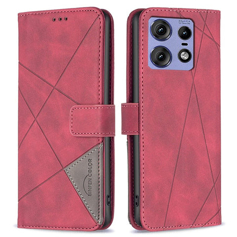 BINFEN COLOR For Motorola Edge 50 Pro 5G Phone Cases Wallet Stand Geometry Imprint Leather Cover