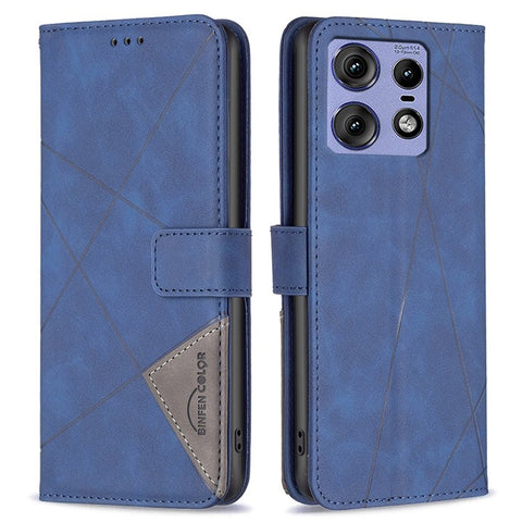 BINFEN COLOR For Motorola Edge 50 Pro 5G Phone Cases Wallet Stand Geometry Imprint Leather Cover