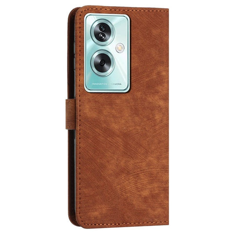For OnePlus Nord N30 SE 5G / Oppo A79 5G / A2 5G Phone Case Lines Imprint PU Leather Wallet Cover