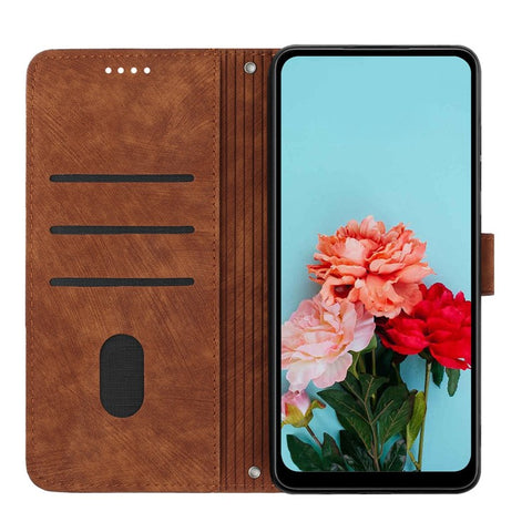 For OnePlus Nord N30 SE 5G / Oppo A79 5G / A2 5G Phone Case Lines Imprint PU Leather Wallet Cover