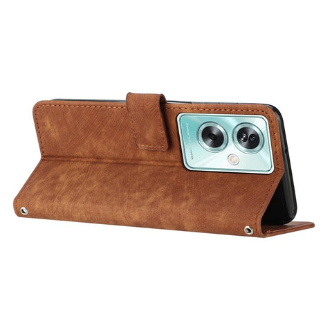 For OnePlus Nord N30 SE 5G / Oppo A79 5G / A2 5G Phone Case Lines Imprint PU Leather Wallet Cover