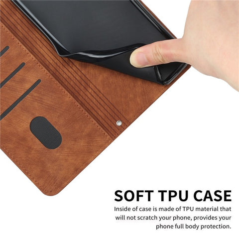 For OnePlus Nord N30 SE 5G / Oppo A79 5G / A2 5G Phone Case Lines Imprint PU Leather Wallet Cover