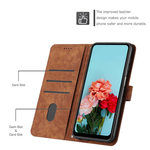 For OnePlus Nord N30 SE 5G / Oppo A79 5G / A2 5G Phone Case Lines Imprint PU Leather Wallet Cover