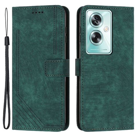 For OnePlus Nord N30 SE 5G / Oppo A79 5G / A2 5G Phone Case Lines Imprint PU Leather Wallet Cover