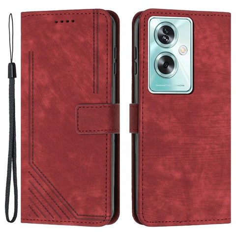 For OnePlus Nord N30 SE 5G / Oppo A79 5G / A2 5G Phone Case Lines Imprint PU Leather Wallet Cover