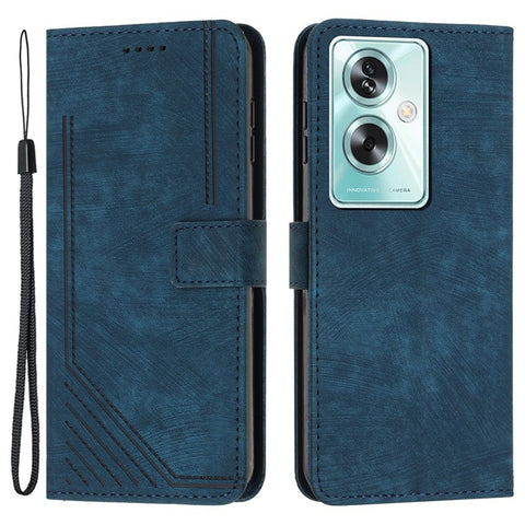 For OnePlus Nord N30 SE 5G / Oppo A79 5G / A2 5G Phone Case Lines Imprint PU Leather Wallet Cover
