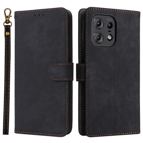 For Motorola Edge 50s Pro 5G / Edge 50 Pro 5G / Edge 50 5G Case RFID Blocking Leather Flip Magnetic Protect Phone Cover with Wrist Strap