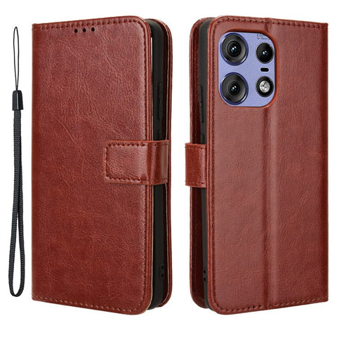 For Motorola Edge 50s Pro 5G / Edge 50 Pro 5G / Edge 50 5G Leather Folding Stand Wallet Phone Cover Crazy Horse Texture