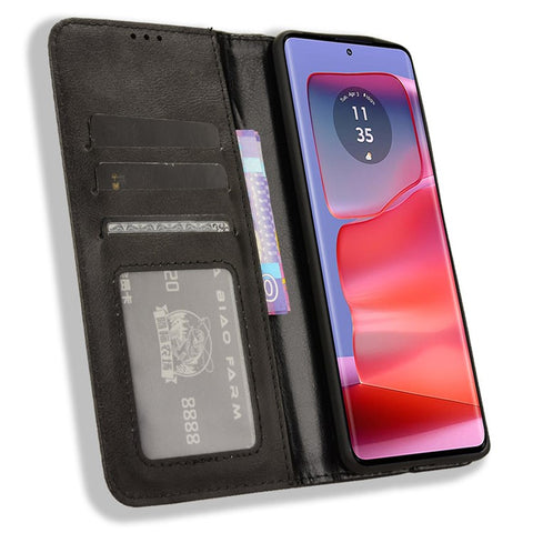 For Motorola Edge 50s Pro 5G / Edge 50 Pro 5G / Edge 50 5G Wallet Case Magnetic Closing Retro PU Leather+TPU Phone Cover