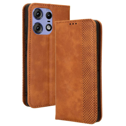 For Motorola Edge 50s Pro 5G / Edge 50 Pro 5G / Edge 50 5G Wallet Case Magnetic Closing Retro PU Leather+TPU Phone Cover