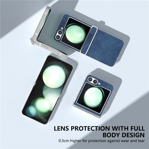 For Samsung Galaxy Z Flip 5G Shockproof Case PU Leather+PC Matte Edge Phone Shell