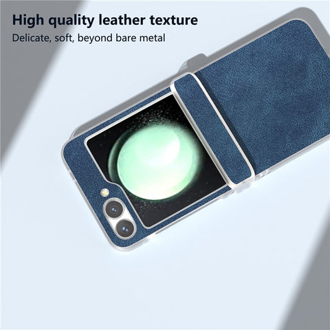 For Samsung Galaxy Z Flip 5G Shockproof Case PU Leather+PC Matte Edge Phone Shell