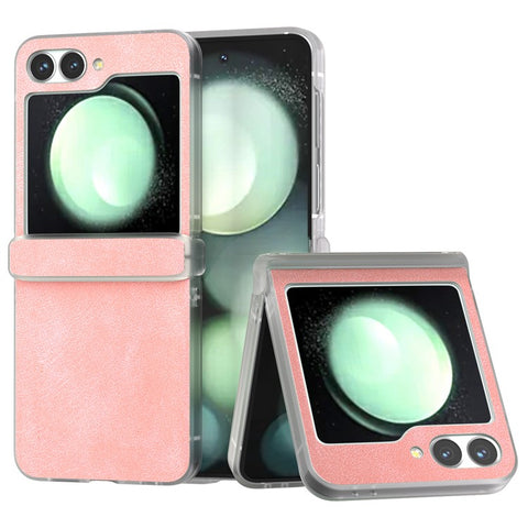 For Samsung Galaxy Z Flip 5G Shockproof Case PU Leather+PC Matte Edge Phone Shell