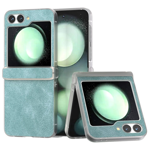For Samsung Galaxy Z Flip 5G Shockproof Case PU Leather+PC Matte Edge Phone Shell