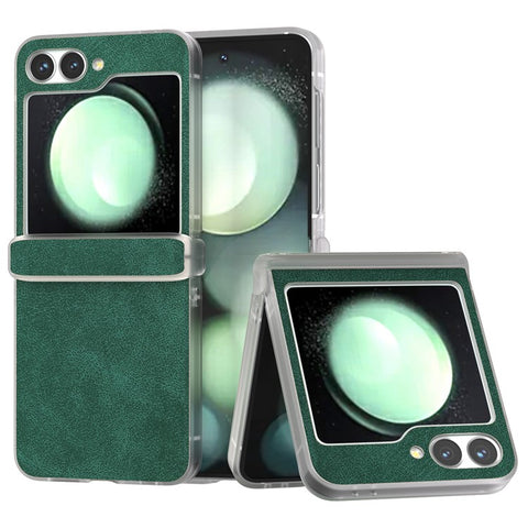 For Samsung Galaxy Z Flip 5G Shockproof Case PU Leather+PC Matte Edge Phone Shell