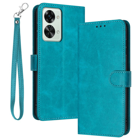 For OnePlus Nord 2T 5G Case PU Leather Stand Wallet Smartphone Cover with Strap