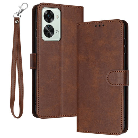For OnePlus Nord 2T 5G Case PU Leather Stand Wallet Smartphone Cover with Strap