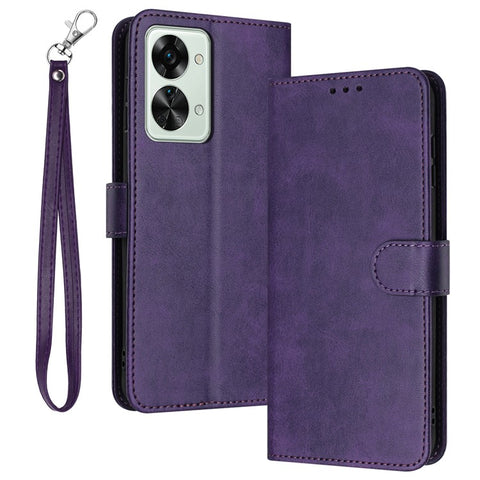 For OnePlus Nord 2T 5G Case PU Leather Stand Wallet Smartphone Cover with Strap