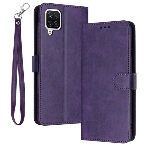For Samsung Galaxy A12 / M12 / F12 Case Calf Texture Book Style Phone Cover Mobile Accessories