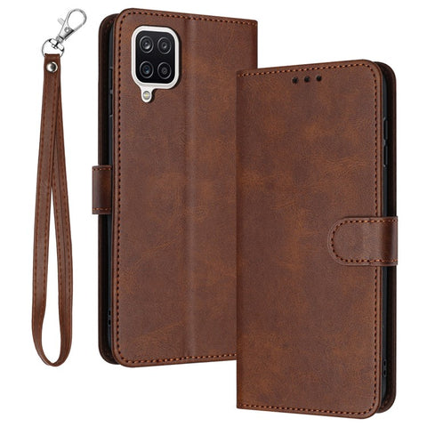 For Samsung Galaxy A12 / M12 / F12 Case Calf Texture Book Style Phone Cover Mobile Accessories
