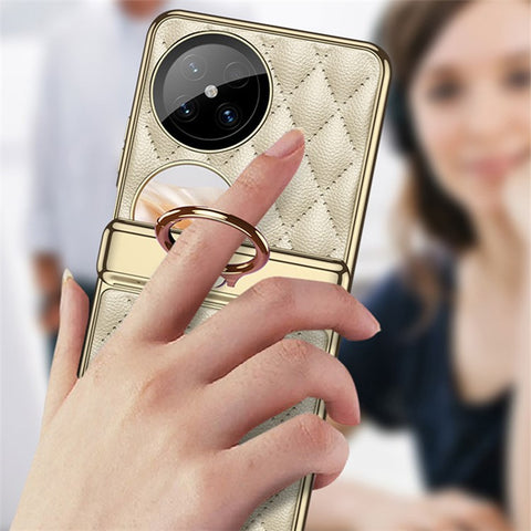 GKK For Huawei Pocket 2 Case PC+PU Leather+Tempered Glass Phone Cover Foldable Magnetic Phone Shell