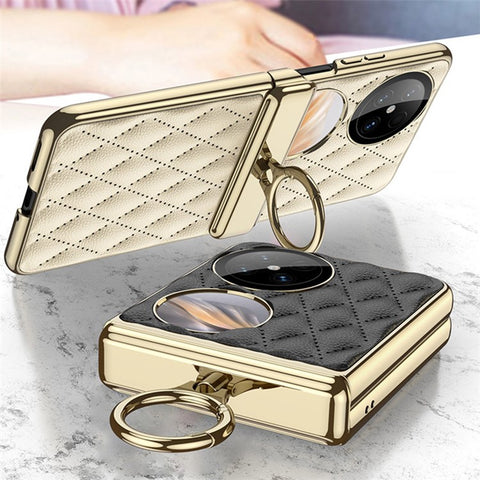 GKK For Huawei Pocket 2 Case PC+PU Leather+Tempered Glass Phone Cover Foldable Magnetic Phone Shell