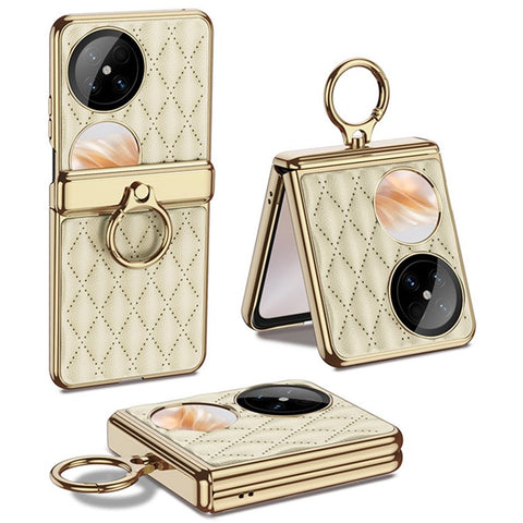 GKK For Huawei Pocket 2 Case PC+PU Leather+Tempered Glass Phone Cover Foldable Magnetic Phone Shell